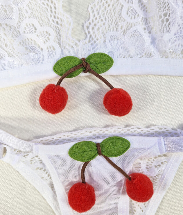 Conjunto Fio Dental de Tule e Renda – Cereja