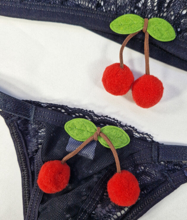 Conjunto Fio Dental de Tule e Renda – Cereja