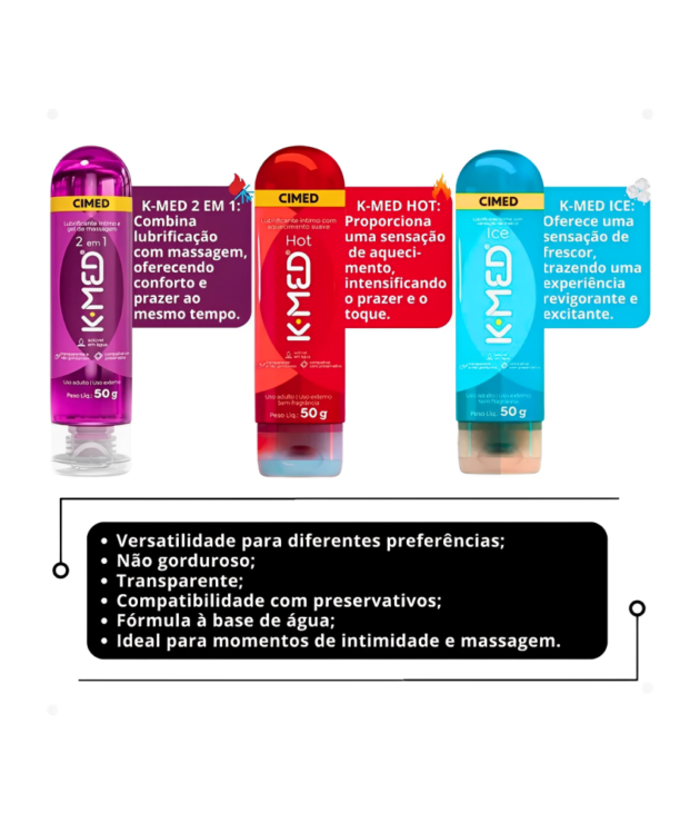Kit K-Med Trio | Hot + Ice + 2×1 – Tripla Sensação – 50g Cada