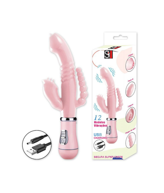 Vibrador de Ponto G e Clitóris em Jelly Recarregável – 3 em 1